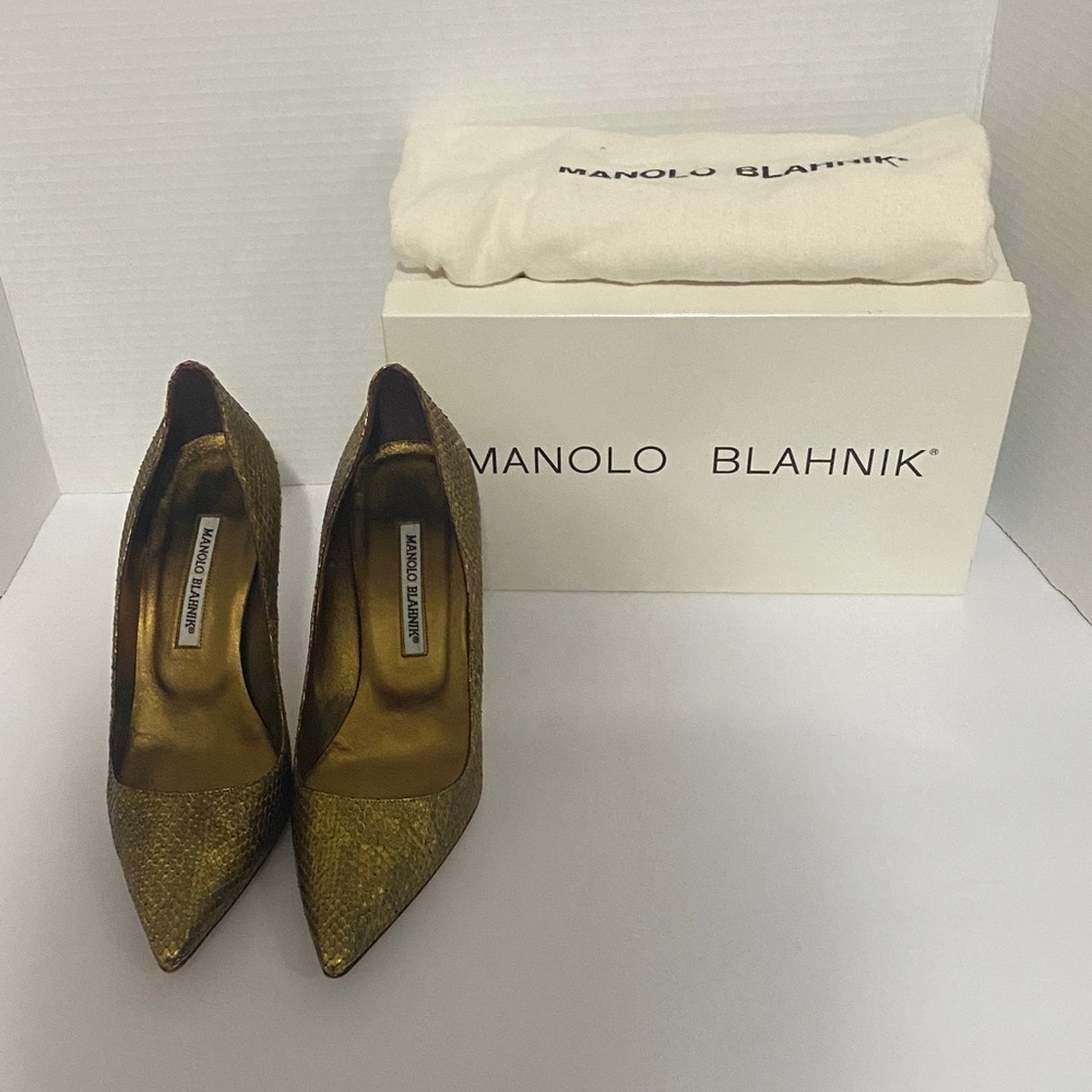 Manolo Blahnik Metallic Gold Heels Size 40/9